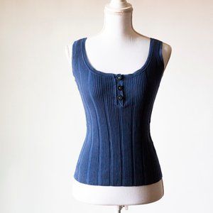 Thin Knit Chanel T With CC Buttons